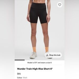 Lululemon Wunder Train Hi-Rise Short 6” Black